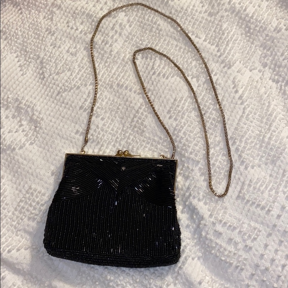 Vintage black beaded small purse